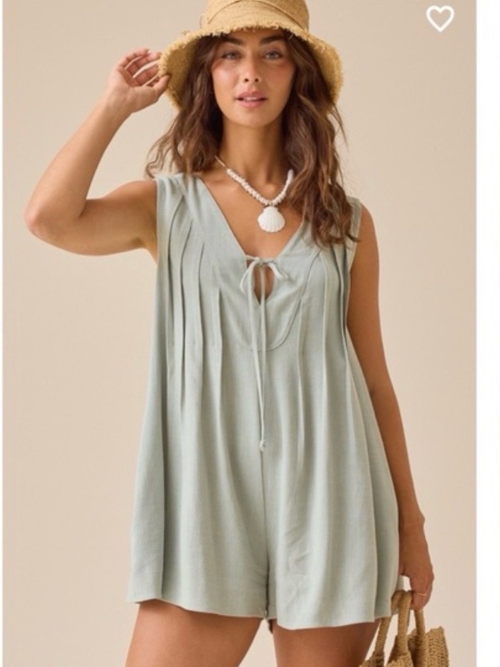 Altar’d State Evie Denim Dress Romper Light Sage Green Size Large Women’s